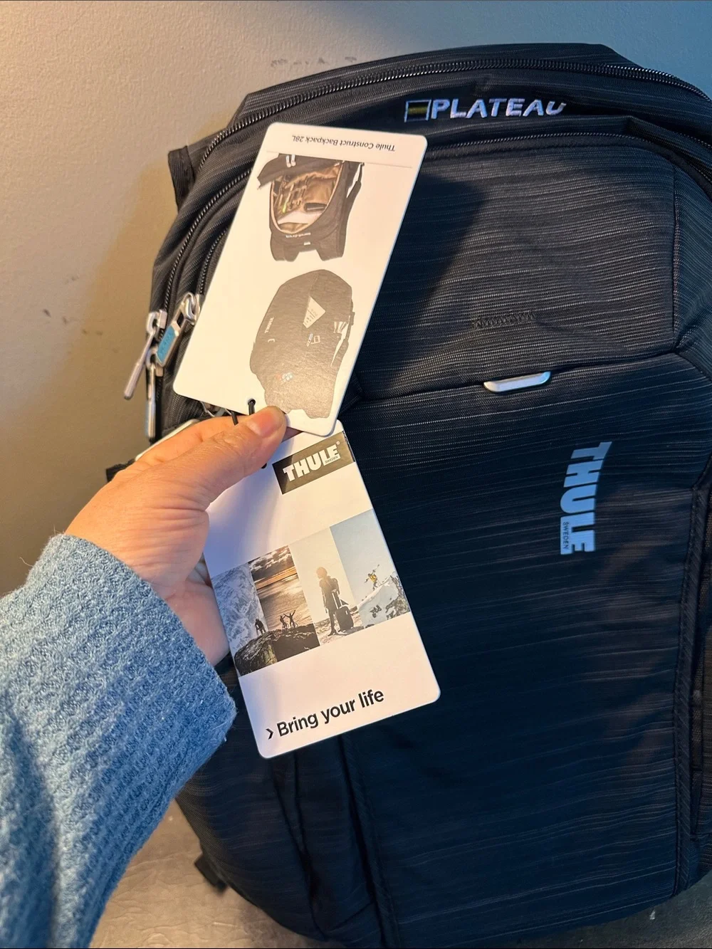 Thule Black Men's Backpack with White Logo